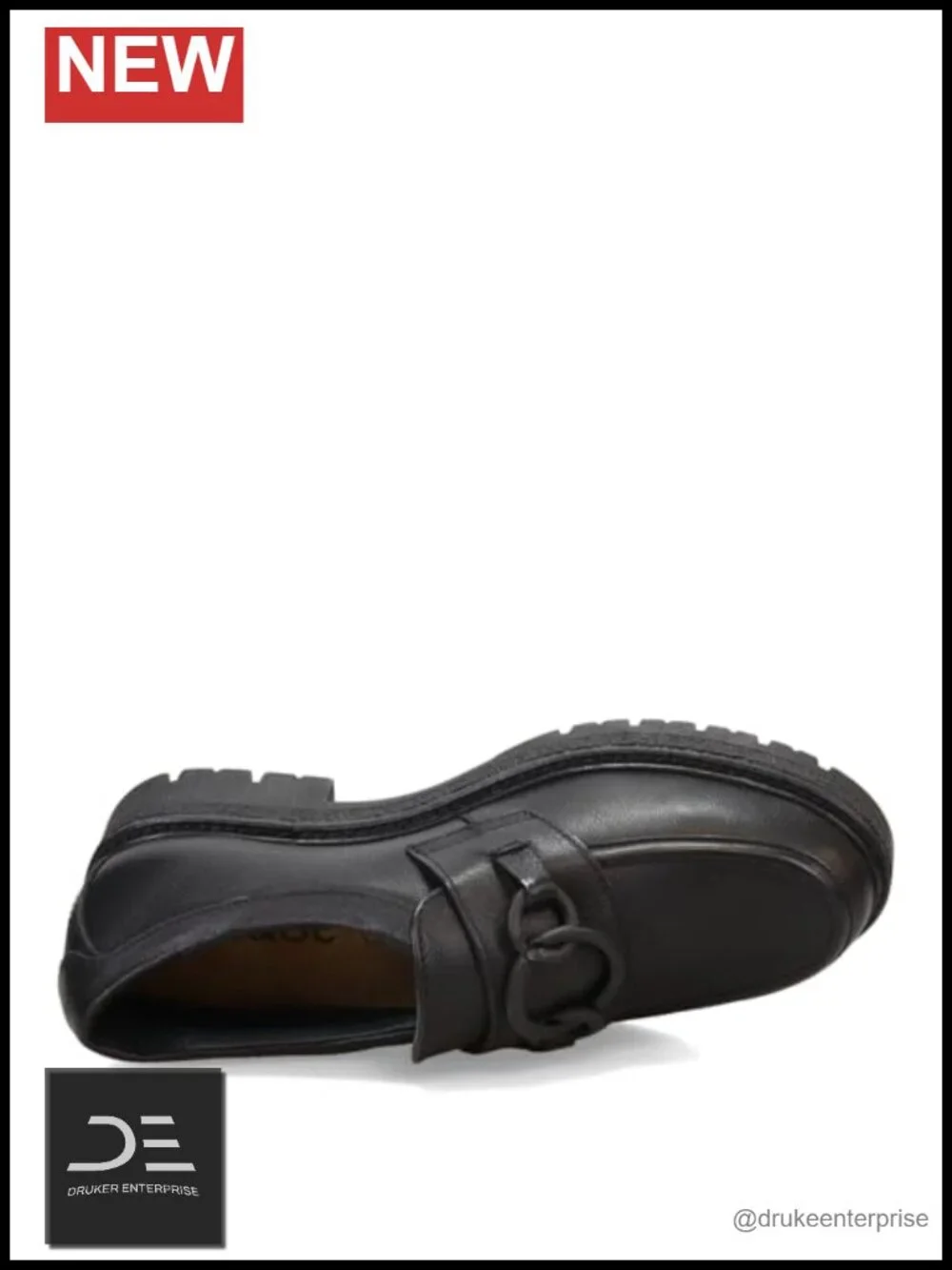 Women's Leather Loafers with Chain Link Ornament, Orthotic Friendly, Removable